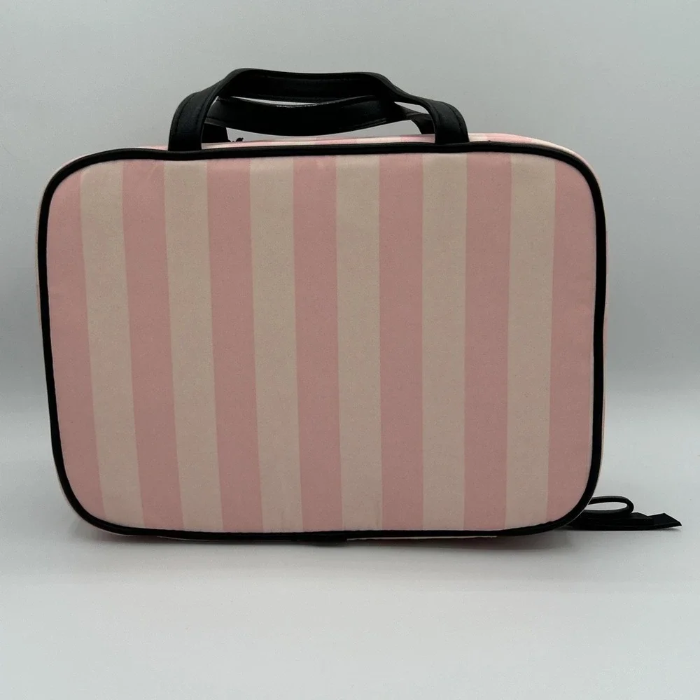 Victoria's Secret Hanging Cosmetics Bag,Heritage Stripes Pink Travel Case NEW - Picture 2 of 15